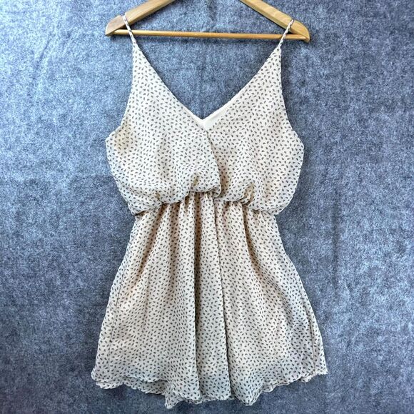 Final Touch Dress Large Beige Sheer Lined Babydoll Retro 90s Y2K Delicate Girly - Picture 2 of 9